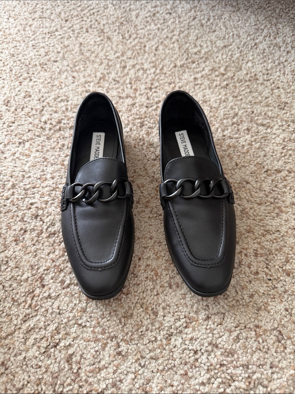 Steve Madden Black Chain-Trim Women’s Loafers
